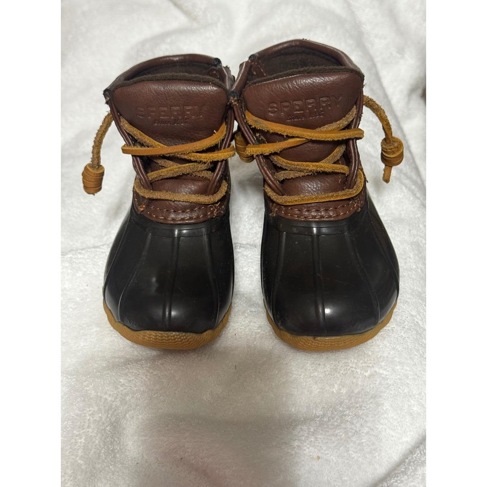 Sperry Saltwater Duck Boots Toddler Size 6M Brown Black Waterproof CG55362A